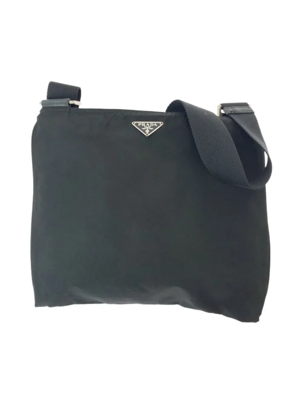 Prada Tessuto Black Silver Nylon Crossbody Shoulder Bag Pochette